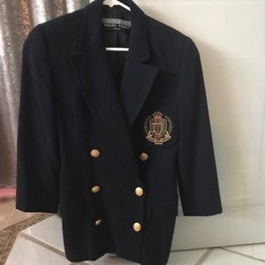 Vintage Ellen Tracy Navy Wool Blazer Petite Size 4
